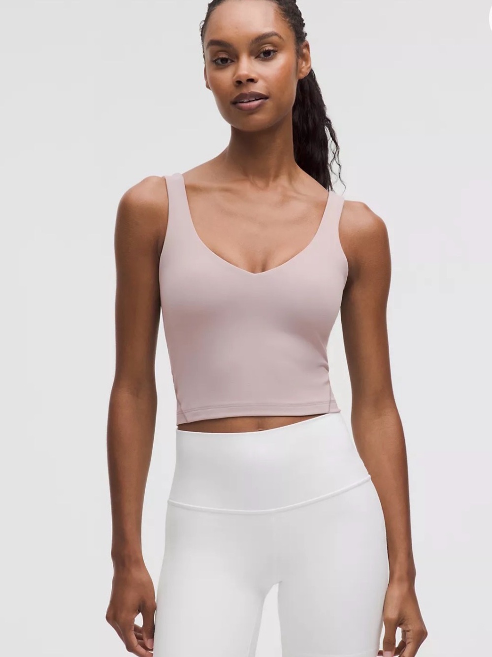 Lululemon V-Neck Crop Tank Top in Dusty Rose/ Light Pink